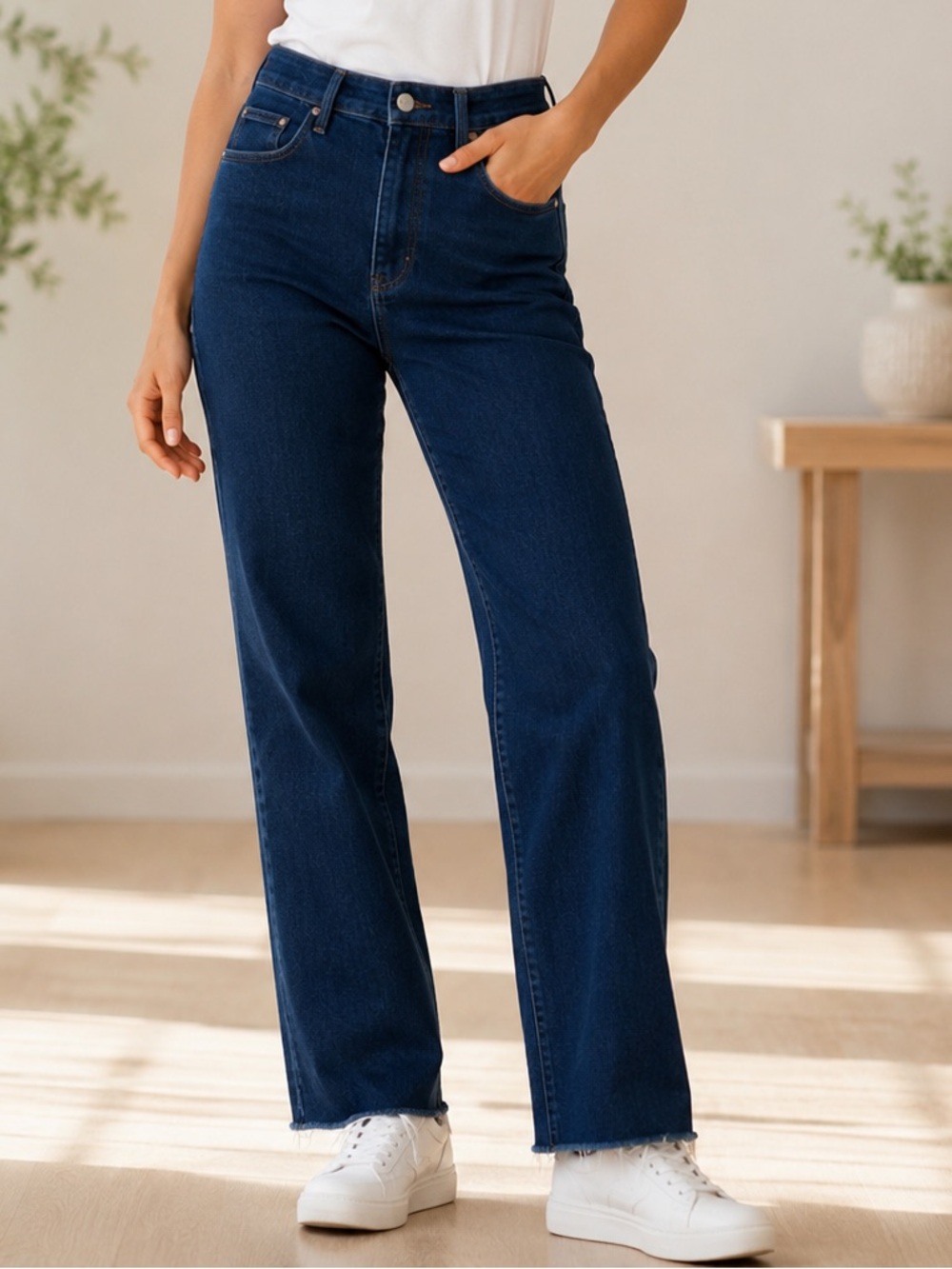 Judy Blue Straight Fit Jeans 9/29 Dark Wash Raw Hem Stretch Denim